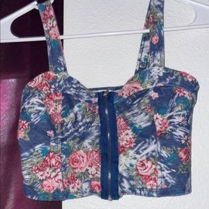 Floral Zip-Up Crop Top